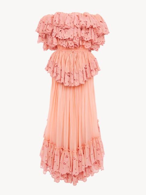RUFFLED LONG DRESS IN COTTON VOILE