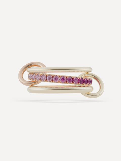 Mixed Metal Petunia Pink Ombré Sapphire Ring