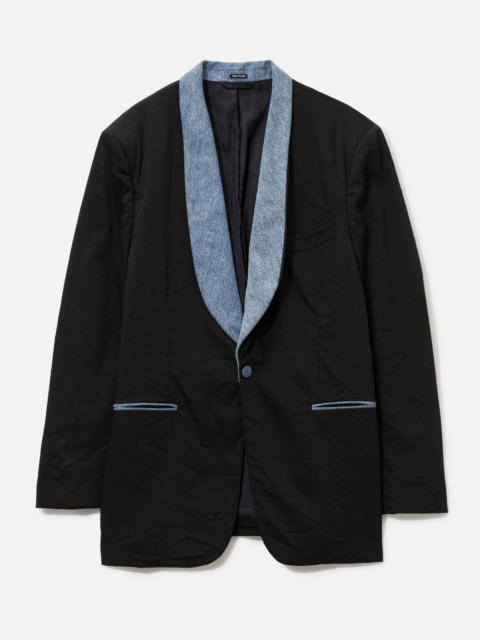 DENIM CONTRAST SINGLE-BREASTED SUIT JACKET