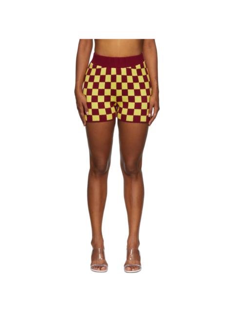 Burgundy Checkered Shorts