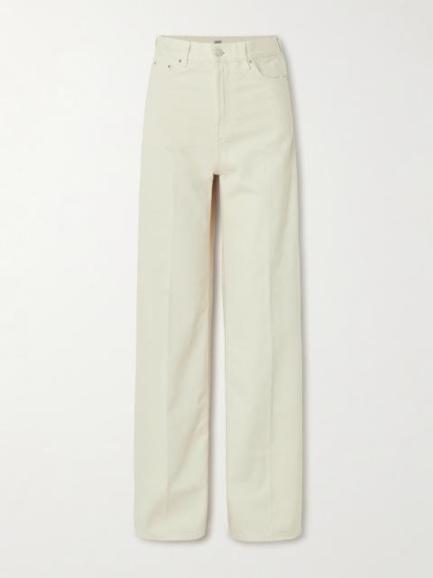 Pleated High-rise Wide-leg Organic Jeans