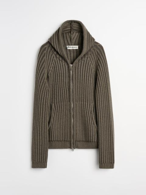 Level Hood Sage Stripe Dry Merino Wool