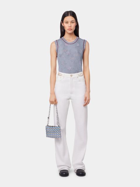 OFF WHITE DENIM JEANS WITH 1969 DISCS SIGNATURE