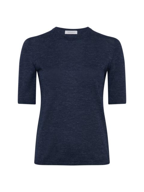 Chryse Knit T-Shirt in Electric Navy Cashmere Silk with Hemp