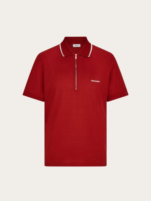 FERRAGAMO Cotton polo shirt with zip closure | REVERSIBLE