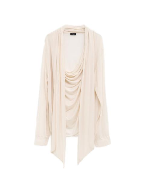 draped open blouse