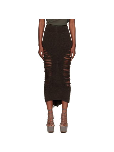 Brown Concordians Calf Dauphine Midi Skirt