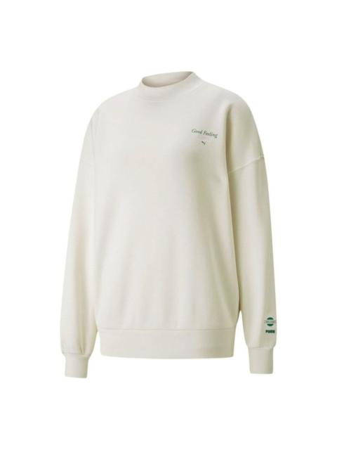 (WMNS) PUMA Logo Wellness Club Crewneck Sweatshirt 'White' 534398-73