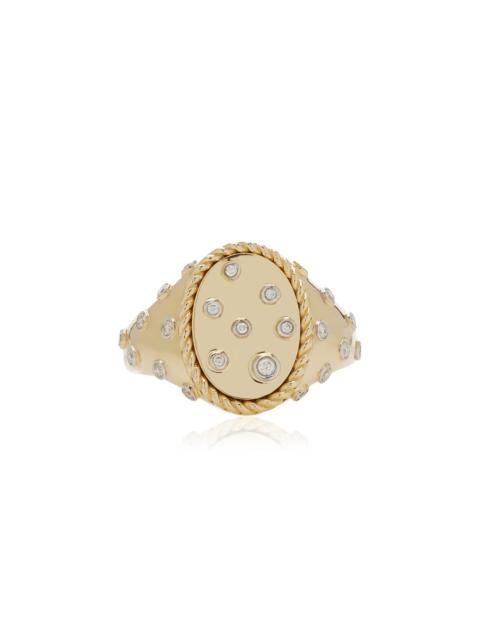 Yellow Gold Diamond Signet Ring gold