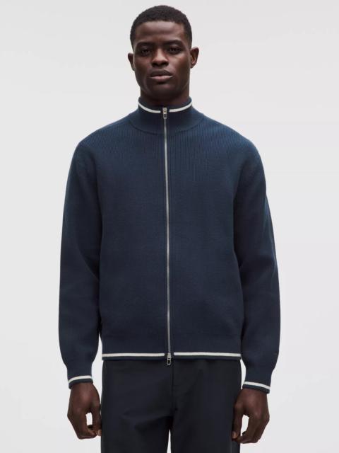 Cotton-Blend Knit Full-Zip Sweater