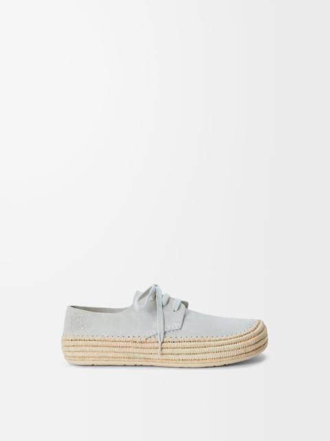 Rio lace-up in suede and raffia