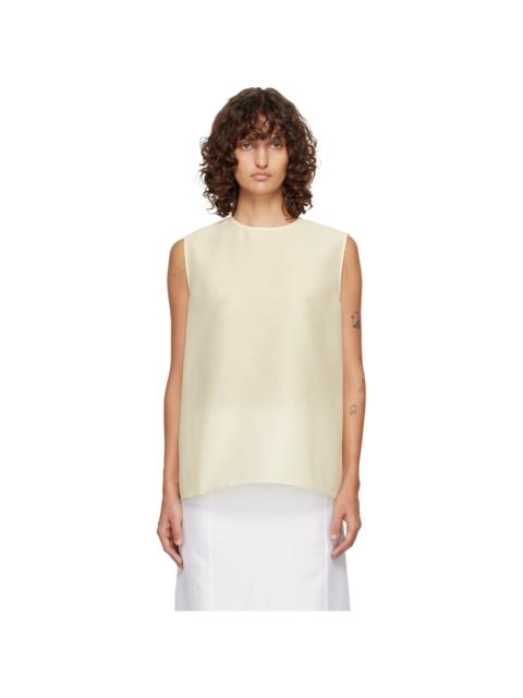 Off-White Boucle Back Button Sleeveless Top
