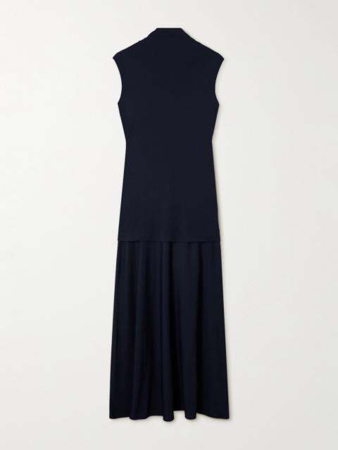 Layered Jersey Turtleneck Maxi Dress