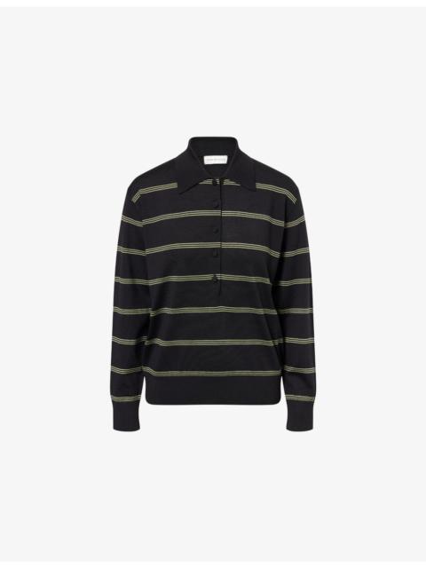 Tuno Striped Merino Wool Polo Top