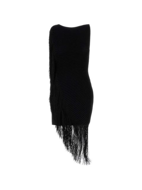 fringe-trimmed ribbed-knit dress