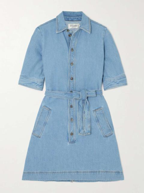 Belted denim mini dress