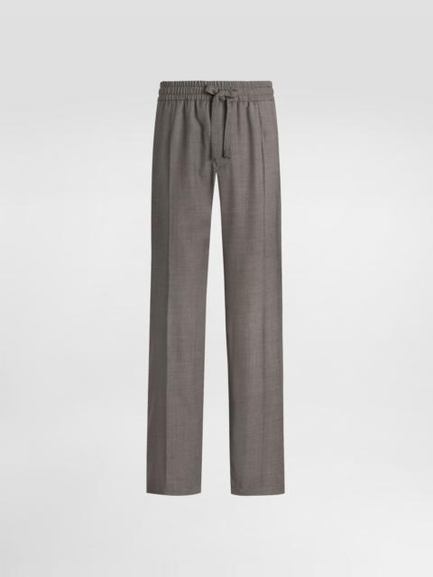 Bird's eye wool jogging trousers