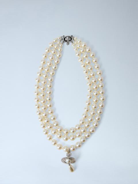 Three Row Pearl Drop Choker
