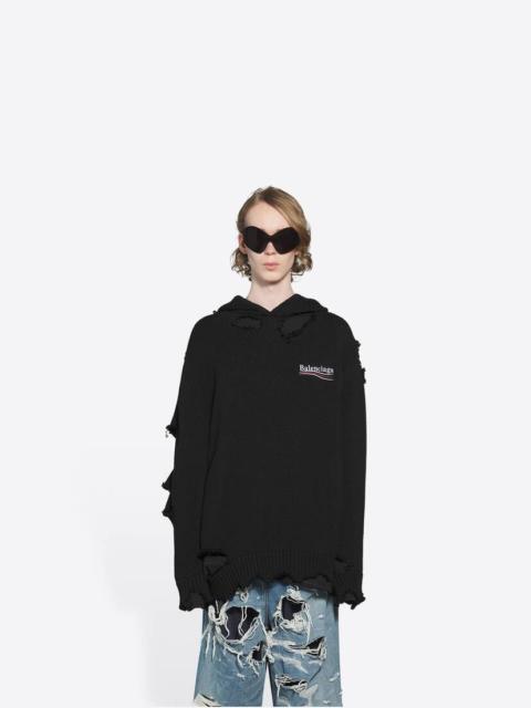 Political Campaign Destroyed Hoodie in Black