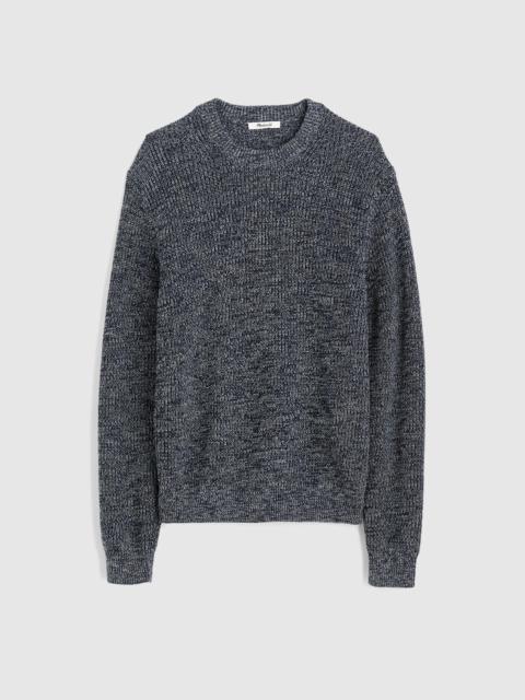 Cotton Shaker-Stitch Crewneck Sweater