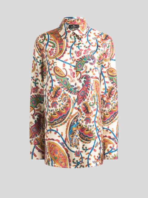 SILK TWILL SHIRT WITH FLORAL PAISLEY MOTIF