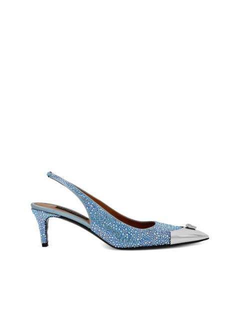 55mm crystal-embellished slingback pumps