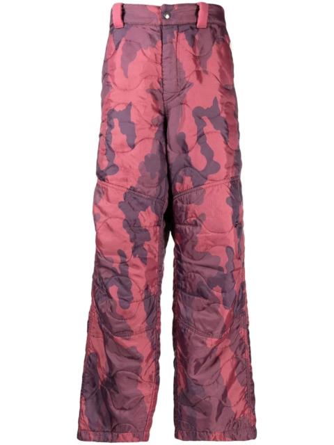 quilted camouflage-print trousers