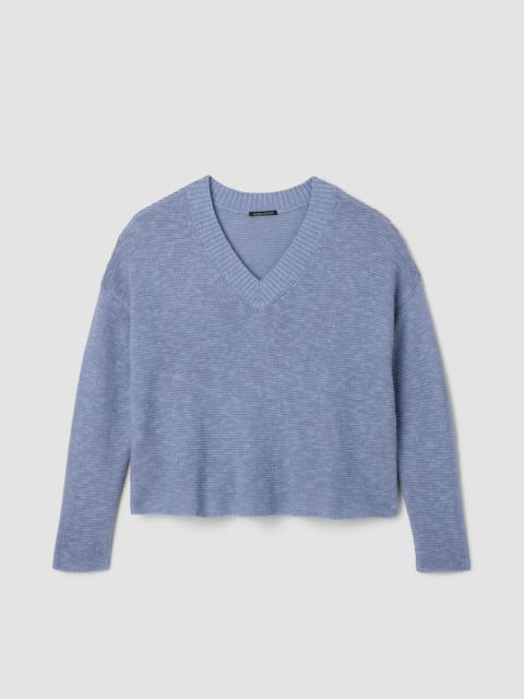 Organic Linen Cotton Slub V-Neck Top