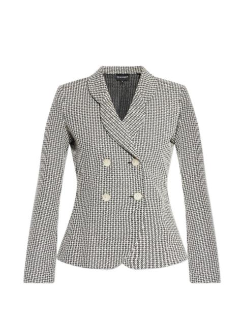 houndstooth-pattern double-breasted jacket