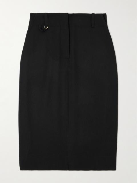 Bari Belted Wool Midi Skirt