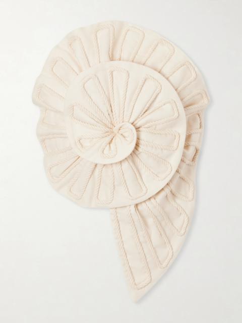 Cosmos Strapless Cropped Embroidered Linen Top