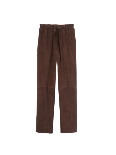 Leather straight pants Mocha - Leather