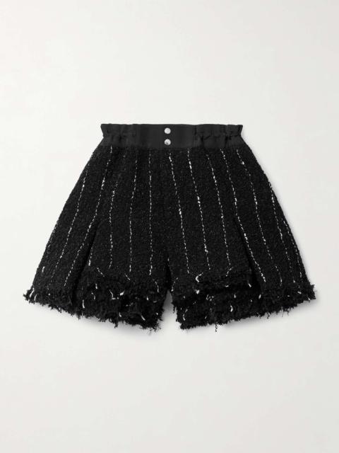 Pinstriped bouclé shorts Black