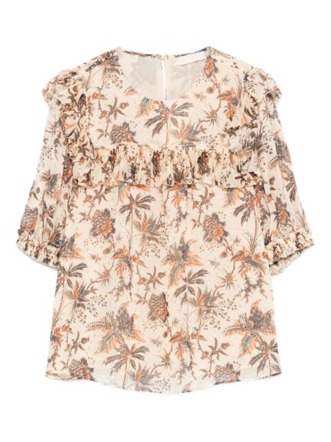 Jodie ruffled floral blouse