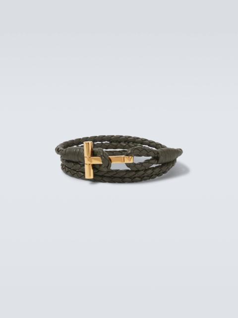 T braided leather bracelet