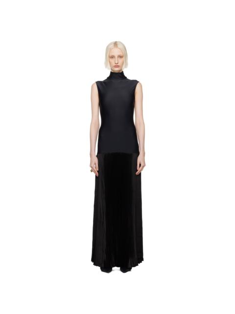 Black Plissee Maxi Dress