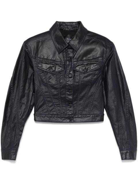 wax-effect denim jacket