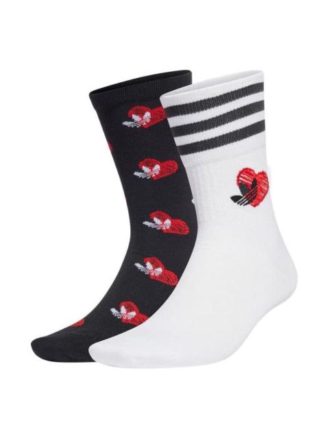 adidas Mid-Cut Socks 2 Pairs 'Black White' HM4191