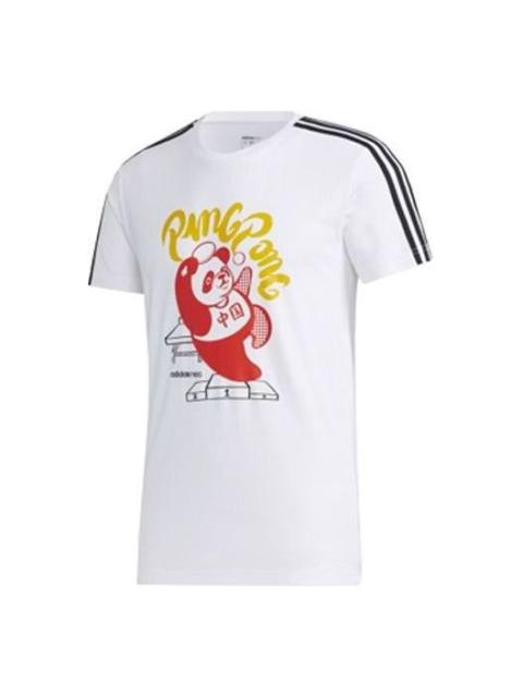 adidas Neo Panda 3-Stripes Graphic T-Shirts 'White Red' GK1551