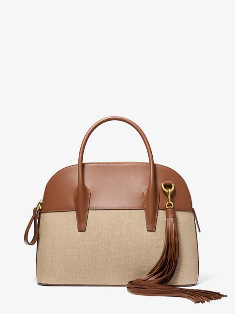 Kaitlin Large Linen and Leather Satchel