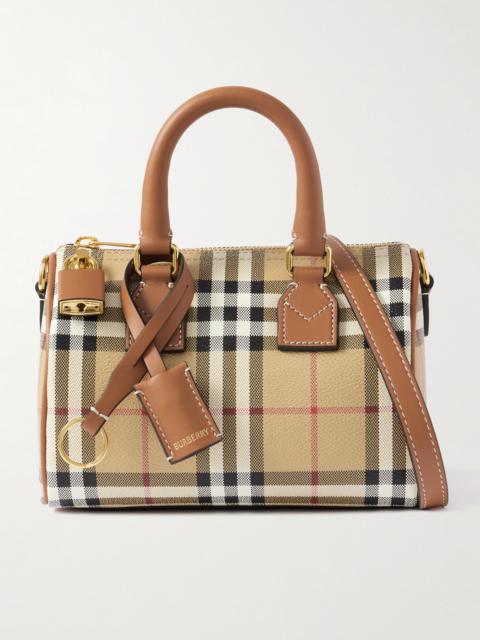 Leather-trimmed Checked Tote