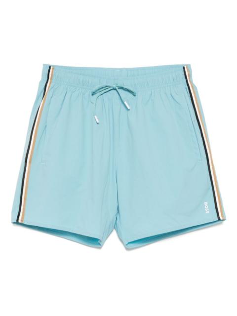 striped logo swim shorts