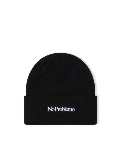 embroidered knitted beanie hat