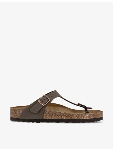 Branded-hardware faux-leather thong sandals