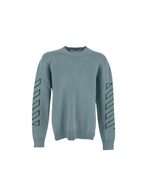 OFF-WHITE Arrows Diag Outline Intarsia Knit Sweater Light Green