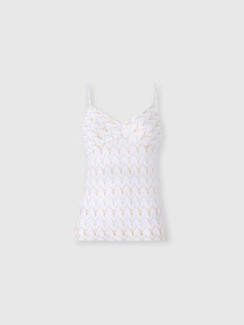 Tone-on-tone zig zag lace tank top