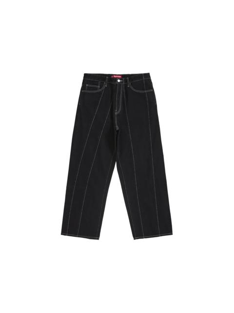 Supreme Paneled Stripe Baggy Jean Black