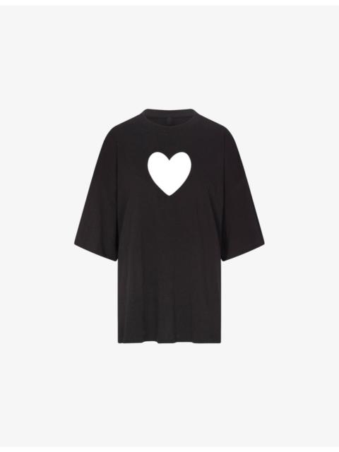 Worn-In Oversized Heart Cotton-Jersey T-Shirt