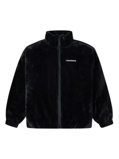 Converse Loose Stand Collar Stay Warm Logo Jacket Couple Style Black 10023526-A01