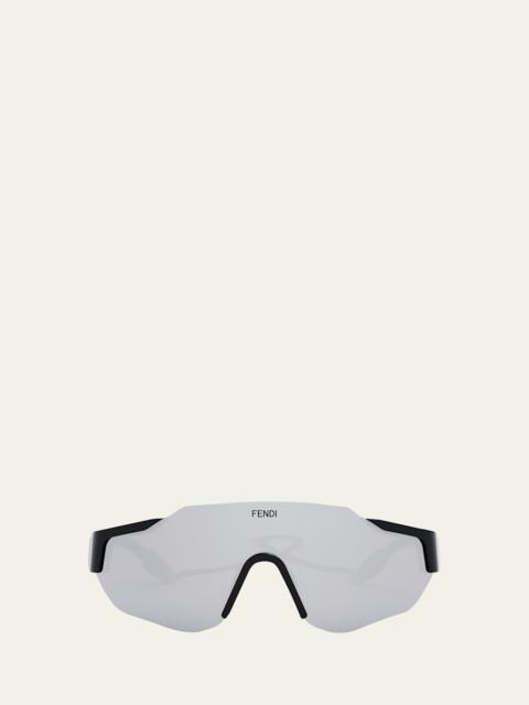 Men's Rimless Nylon Wrap Sunglasses with Lanyard